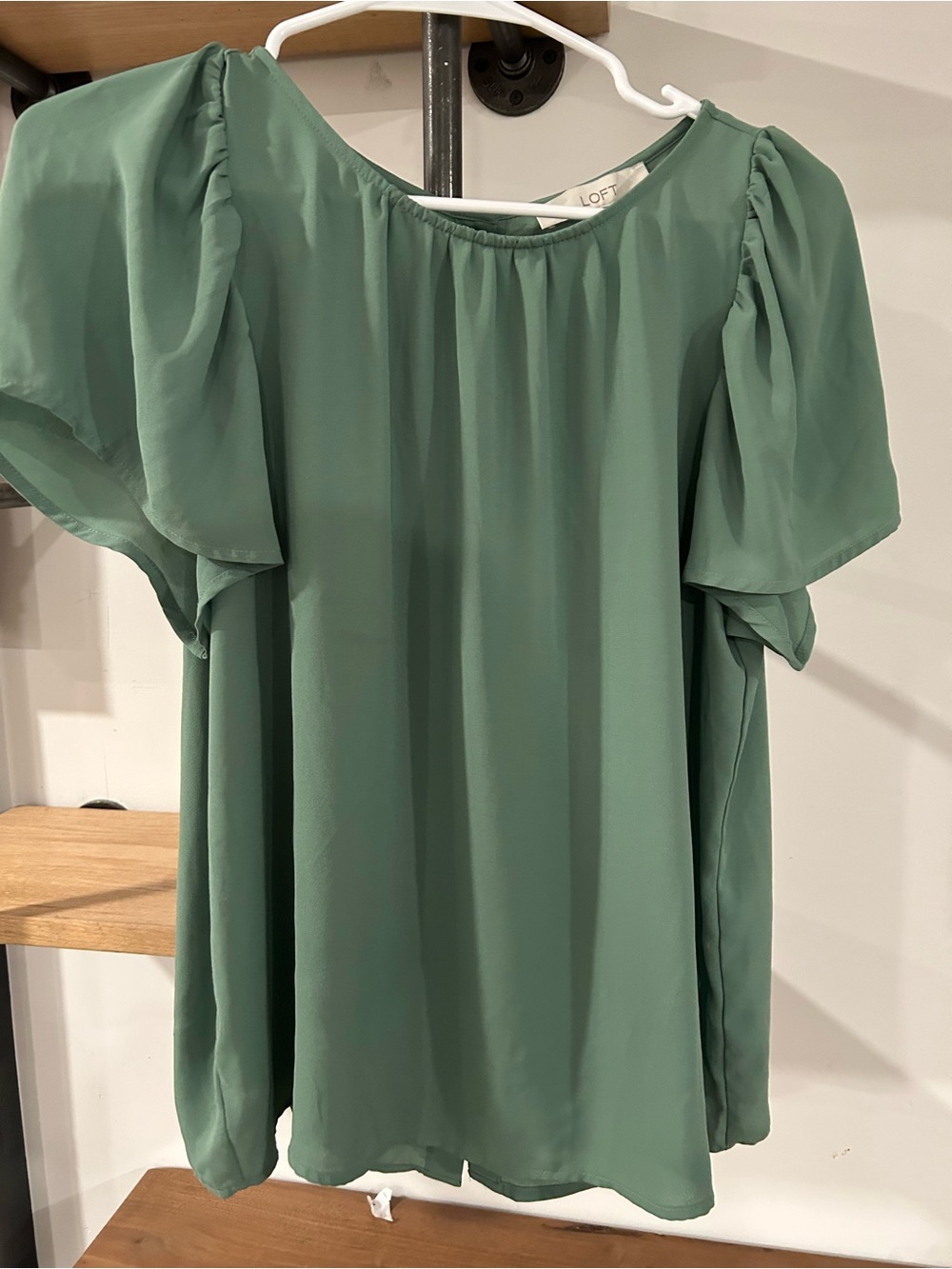 LOFT Sage Green Puff Sleeve Blouse